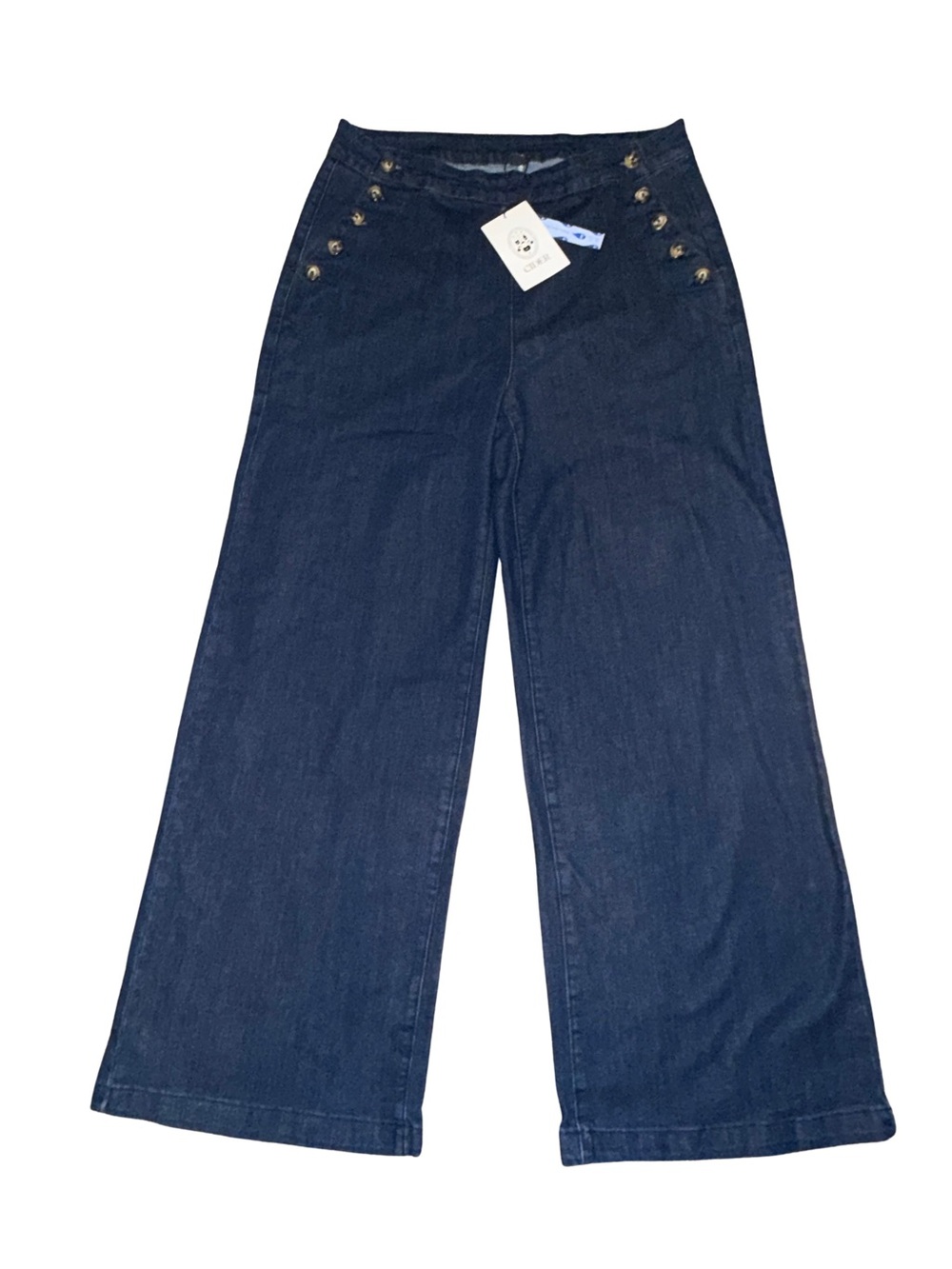 NWT Cider Wide Leg Sailor Jeans, Size XL Button Front Sailor Pants